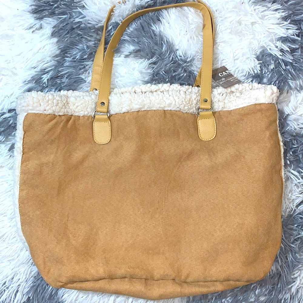 CANNON - Camel & Cream SUEDE / SHERPA TOTE BAG